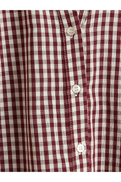 LC Waikiki Γυναικείο καρό πουκάμισο σε μπορντό χρώμα