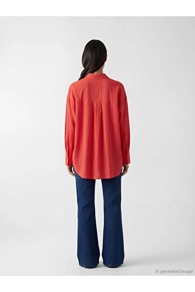 LC Waikiki Κόκκινο γυναικείο πουκάμισο με υφή