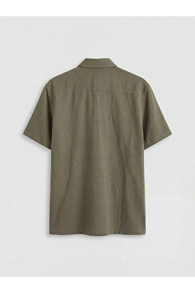 LC Waikiki Ανδρικό πουκάμισο χακί με υφή κανονικής εφαρμογής