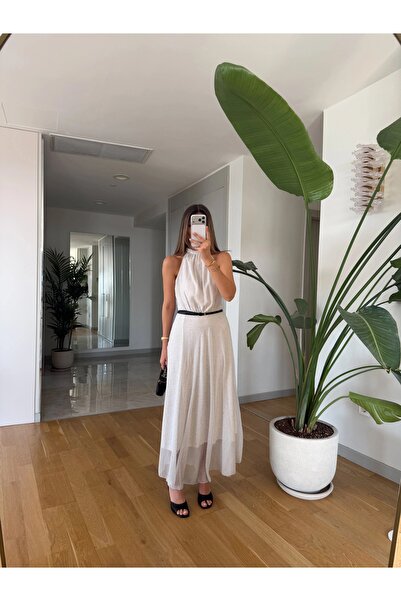 QİMYA BUTİK KEYYMOD Γυναικείο ΦΟΡΕΜΑ με λαιμόκοψη halter, με επένδυση, με μικ...