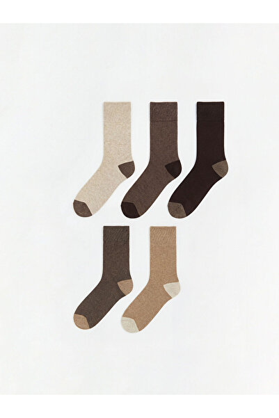 LC Waikiki Nevavm Farkıyla Lcw Accessories Beige Color Block 5-Pack Men's Socks