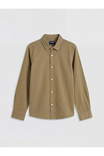 LC Waikiki Χακί μακρυμάνικο πουκάμισο Oxford για αγόρια