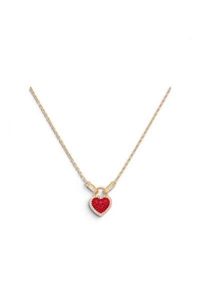 Swen Collection Zirkon Taşlı Kırmızı Kalp Kolye