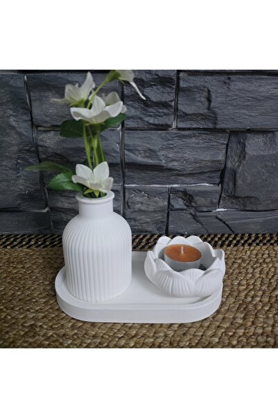 ERGİNCİ HOME Decorative Mini Bohemian Vase and Lotus Candle Holder Set of 3 w...