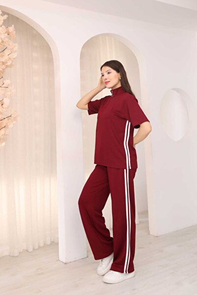 LAVRE Σετ φόρμας από ύφασμα Modal με φερμουάρ, λεπτομέρεια λωρίδας στο πλάι τ...