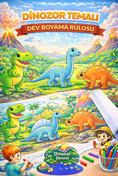 Haydi Dekor 🦖📜 Dinozorlar Çağı Boyama Şeridi – Sevimli Dinozorları Boyuyoru...
