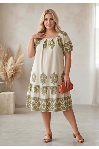 Volupta Floral Printed Cotton Midi Dress – Casual and Elegant for Everyday