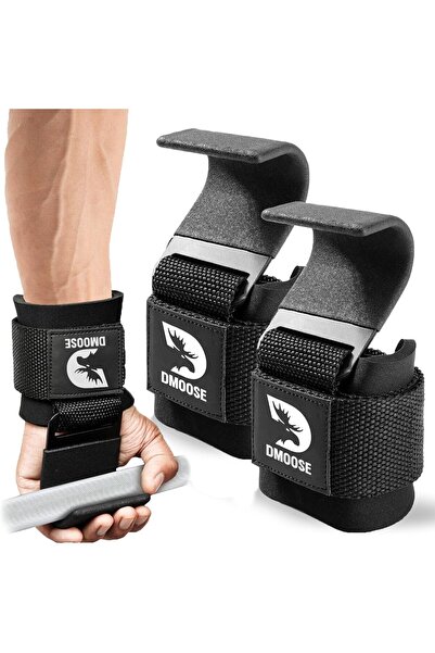 DMoose Fitness خطافات رفع الأثقال (زوج) لتمارين الديدليفت، والسحب، والتجديف، ...