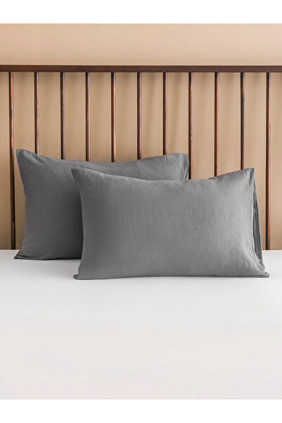 LC Waikiki Anthracite Basic Βαμβακερή Μαξιλαροθήκη 2 τεμαχίων 50x70 cm
