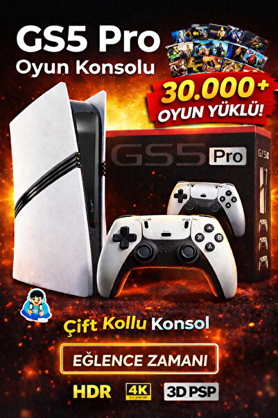 Forestia GS5 Pro 4K HDR Oyun Konsolu - 30.000 Oyunlu 2 Adet Kablosuz Retro Oy...