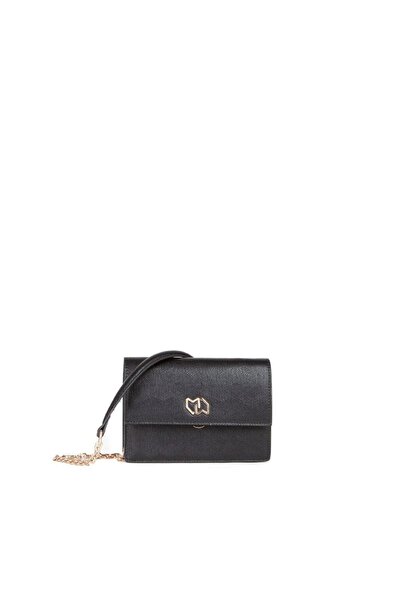 Valentino / Miriade spa Geanta dama Miriade neagra cu lant auriu, Crossbody e...