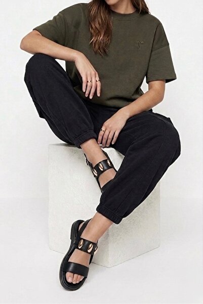 simplicity Μαύρα γυναικεία σανδάλια με χρυσή λεπτομέρεια - Κομψές καθημερινές...