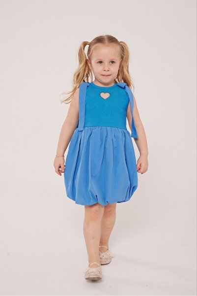 sobekidstore KIZ ÇOCUK KALPLİ BALON ELBİSE BAYRAMLIK ELBİSE