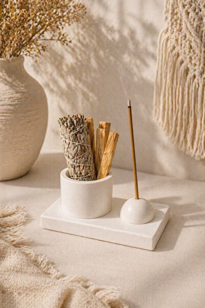 LORİCA Mini Tütsülük & Şamdan Mumluk Seti – Palo Santo, Tütsü ve Mum İçin Dek...