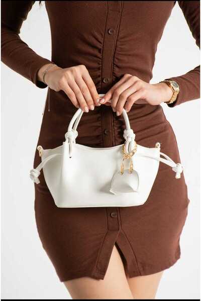 ÖZÜM ÇANTA Women's Charm Gift Handbag and Shoulder Bag White