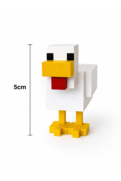 GiginGo Blok Macerası Piksel Tavuk 5cm - Minecraft Tavuk Figürü
