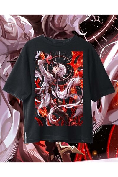 Le Savu Μπλουζάκι Genshin Impact με στάμπα, unisex, oversized