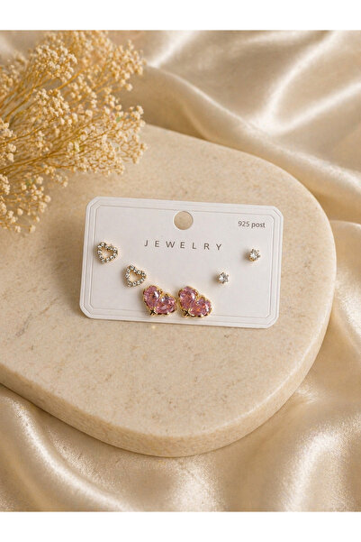 Lilith Takı ✨   The Radiance of Love: Heart Detailed Multi-Earring Set ✨