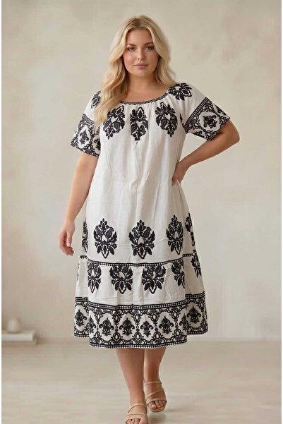 Volupta Floral Printed Cotton Midi Dress – Casual and Elegant for Everyday