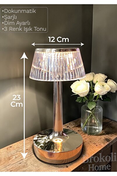 Brokoli Home Dokunmatik Masa Gece Lambası Dokunmatik Lamba Abajur Led Şarjlı ...