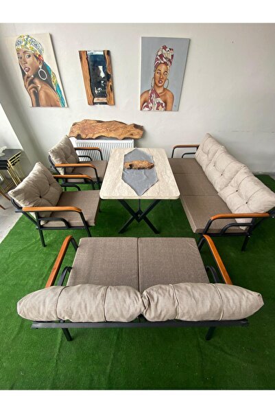 MESGARDE 3+2+1+1+X MASA BAHÇE VE BALKON MOBİLYASI RUNNER VE YASTIK HEDİYE