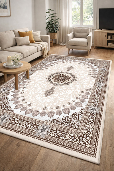 Lioara Home Modern Dijital Baskı Halı | Yıkanabilir Kaymaz Taban Salon & Yata...