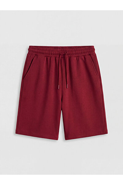 LC Waikiki Burgundy Women's Shorts with Elastic Waist