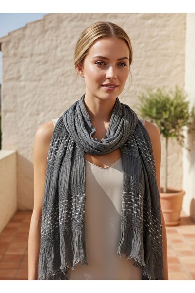 sumoda Γυναικείο έθνικ καλοκαιρινό σάλι με λεπτομέρειες από στρας