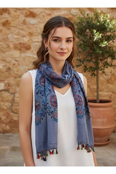 sumoda Γυναικείο καλοκαιρινό σάλι πολλαπλών χρήσεων με έθνικ σχέδια και πέτρες