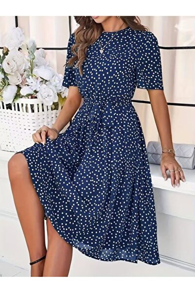 DRESSIFY WOMEN’S FASHION Γυναικείο κοντομάνικο φόρεμα με λαιμόκοψη ποδηλατικο...