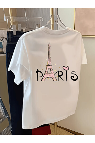 gencerco Μπλουζάκι Premium Oversize με στάμπα στην πλάτη με θέμα το Παρίσι