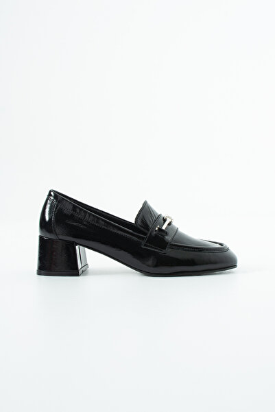 dericia shoes حذاء كاليستا نسائي من الجلد الطبيعي باللون الأسود اللامع بكعب سميك
