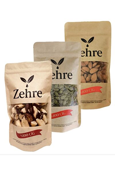 Zehre 250 gr Çiğ Kabak Çekirdeği Içi + 250 gr Çiğ Badem Içi + 100 gr Brezilya...