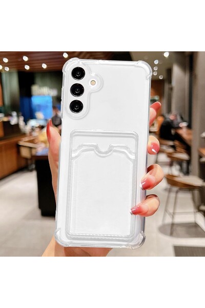 OSG Galaxy A16 Uyumlu Şeffaf Kartlıklı Cüzdanlı Premium Sararmaz Telefon Kılıfı
