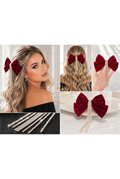 QUEEN AKSESUAR Πολυτελές, ειδικής σχεδίασης, μεγάλο μπορντό κόκκινο βελούδινο...