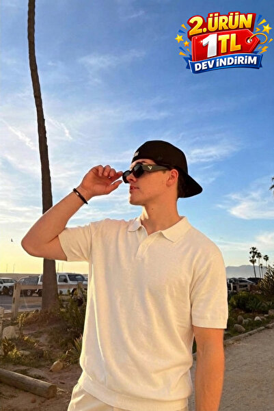 DAMGA JEANS Ανδρικό μπλουζάκι με λαιμόκοψη πόλο, χαλαρή εφαρμογή, σε κρεμ χρώμα