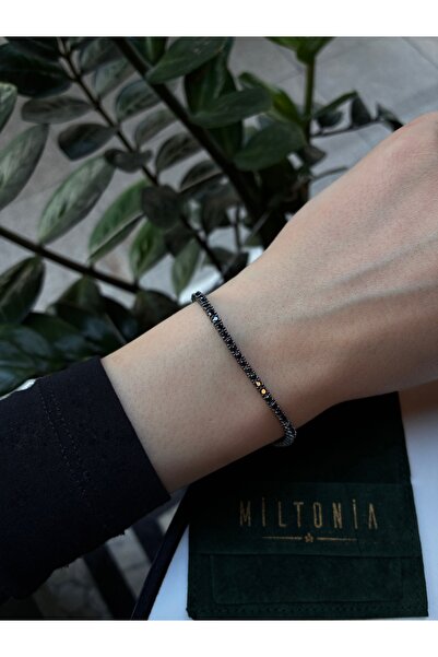 Miltonia "Midnight" Siyah Taşlı 925s Gümüş Bileklik