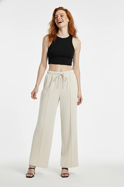 No Matter What Wide Leg Ribbed Pants with Laces
