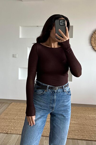 butikhola Brown Transparent Cashmere Textured Blouse