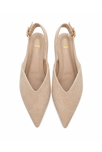 Noliva Pantofi de damă din piele intoarsa bej cu toc mic – Slingback elegant ...