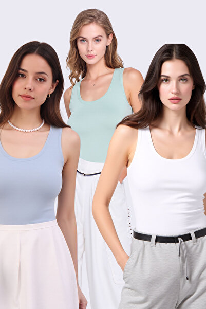 Pearlune Women's 3-Piece U-Neck Thick Strap Cotton & Modal Basic Plain Unders...