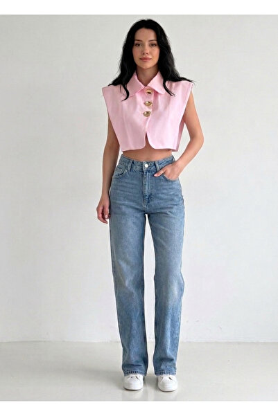 My Blog Ροζ Κοντό Γιλέκο από Ποπλίνα - 8419