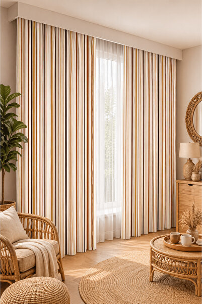 BEYDEX 2 adet 140x260 cm Ölçüsünde Şık Dekoratif Fon Perde Koleksiyon