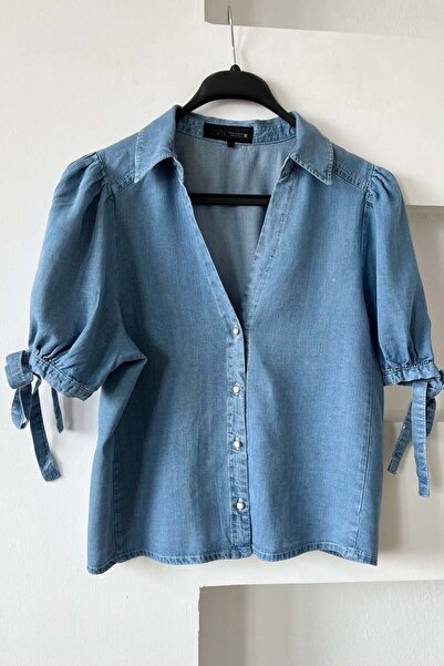 butikhola Zr Sleeve Tie Detail Tencel Shirt