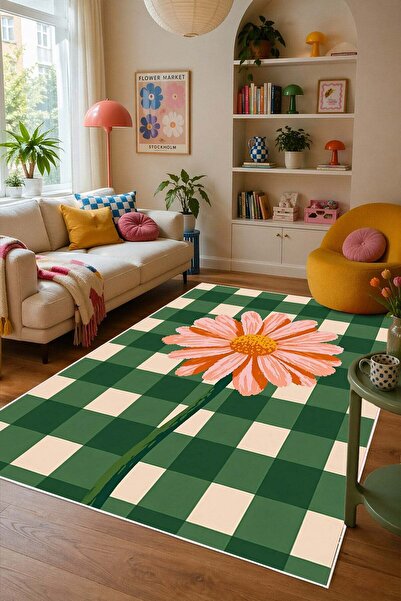 Pelura Halı Pinterest Çiçek Desenli Baskılı Kaymaz Yıkanabilir Salon Oturma O...