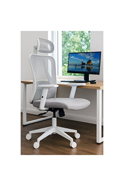 Mobplayers Scaun de birou ergonomic Ergotrend FXB, Respecta Normele de Siguranta in Munca BHP Standards, Cotiere 3D, Sezut reglabil inaltime, Tetiera 6D, Alb