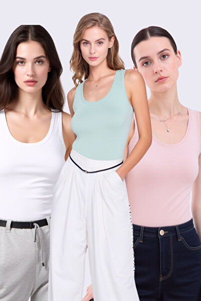 Pearlune Women's 3-Piece U-Neck Thick Strap Cotton & Modal Basic Plain Unders...