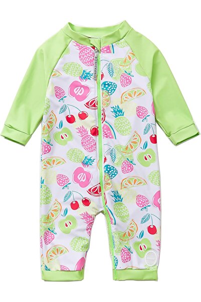 BONVERANO Ολόσωμο μαγιό για κοριτσάκια με πολύ μακρύ φερμουάρ, σκουφάκι κολύμ...