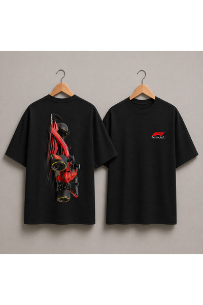 VODEXA Tricou oversize unisex, roșu, cu imprimeu vehicul, 100% bumbac, croial...