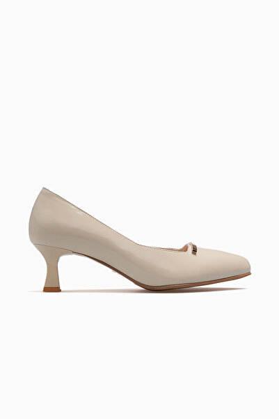 Venüs Women's Daily Heeled Stiletto Shoes 26Y 26532529Y Beige Patent Leather